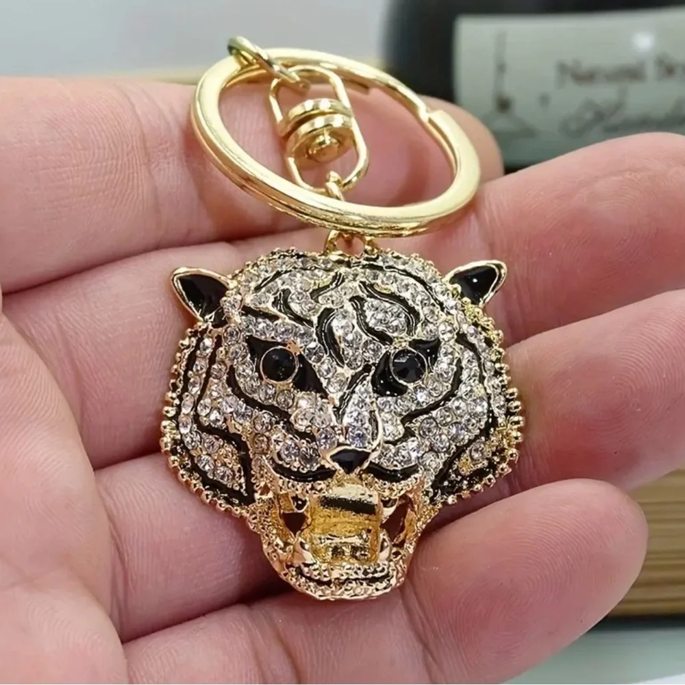Gold and Silver Tiger Keychain, NEW